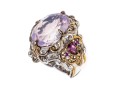 Amethyst, Pink Tourmaline And Sterling SIlver Ring