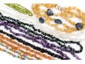 Eight Colorful Strung Tumbled Stone Necklaces