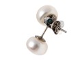 Six Sterling And Cultured Pearl Stud Earrings