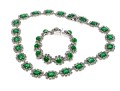 Vintage Christian Dior Rich Green Glass Necklace And Bracelet Set