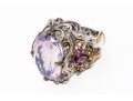 Amethyst, Pink Tourmaline And Sterling SIlver Ring