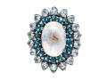 Stunning Moonstone And Topaz Sterling Ring, 7