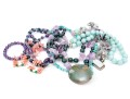 Colorful Fluorite, Amethyst And Coral Beaded Jewelry