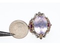 Amethyst, Pink Tourmaline And Sterling SIlver Ring