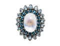 Stunning Moonstone And Topaz Sterling Ring, 7
