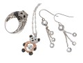 Lot Of Three Sterling Silver And CZ Jewelry Pieces, Including Panda Motif Jewelry