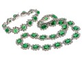 Vintage Christian Dior Rich Green Glass Necklace And Bracelet Set
