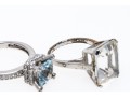 Lot Of Two Sterling Silver Quartz And Blue Topaz And CZ Rings