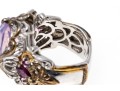 Amethyst, Pink Tourmaline And Sterling SIlver Ring