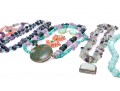 Colorful Fluorite, Amethyst And Coral Beaded Jewelry