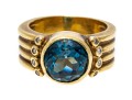 18K Topaz And Diamond Wide Band Ring, Size 5.25