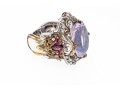 Amethyst, Pink Tourmaline And Sterling SIlver Ring