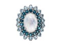 Stunning Mooonstone & Topaz Ring, Size 7