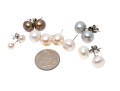 Six Sterling And Cultured Pearl Stud Earrings