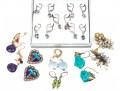 Eleven Pairs Of Colorful Sterling Sivler Earrings