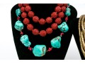 Large Group Of Colorful Turquoise And Cinnabar Jewelry