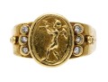 18K Putti Image And Diamond Ring, Size 5.75