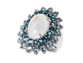 Stunning Mooonstone & Topaz Ring, Size 7