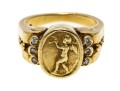 18K Putti Image And Diamond Ring, Size 5.75
