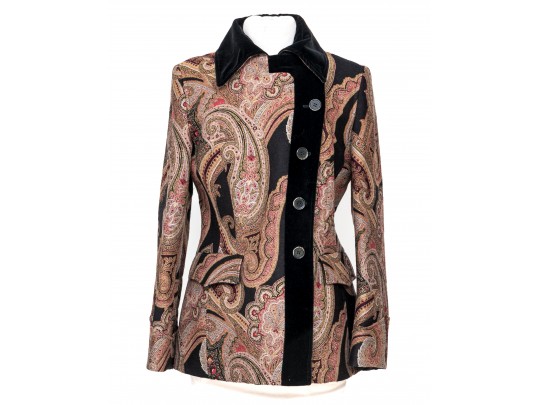 Etro Eccentric (off Center) Brown Paisley Blazer, Size 46
