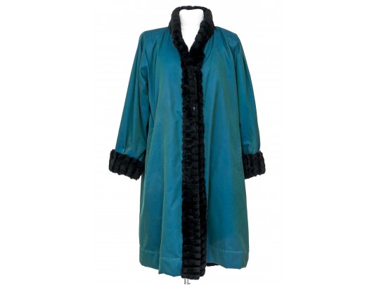 Yves St. Laurent, Fourrures, Blue Green Fur Lined Swing Coat