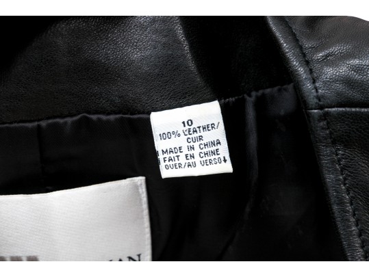 Dana Buchman Black Leather Zip Vest, Size 10