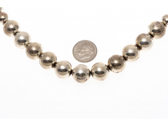 Effortless Sterling Graduated Strung Beaded Necklace