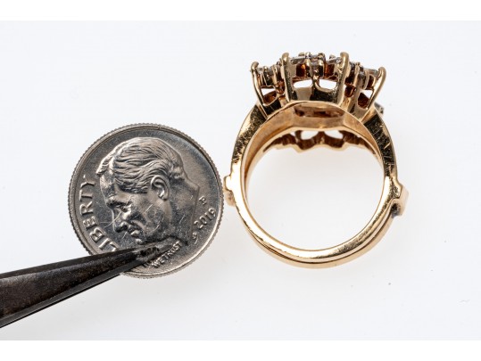 14k Yellow Gold Classic Diamond Guard Ring, App. 0.47 TCW, Size 5.25