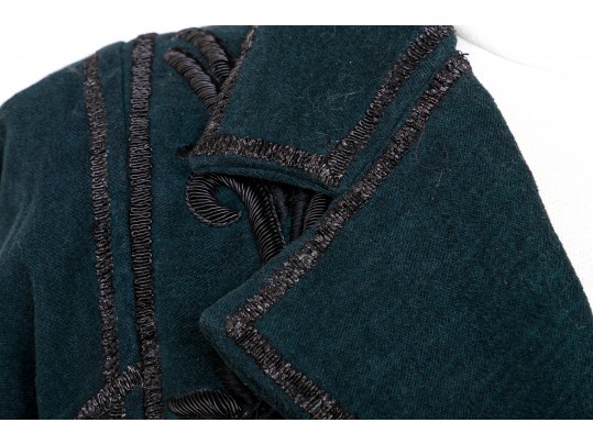 Dries Van Noten Blue Belted Linen Cotton Embroidered Jacket, Size Medium