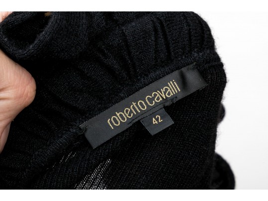 Roberto Cavalli Black Ruffled Top, Size 42