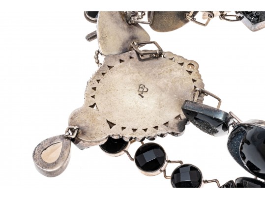Margaret Thurman Magnificent Sterling, Cameo, Jet, Druzy And Smoky Quartz Necklace