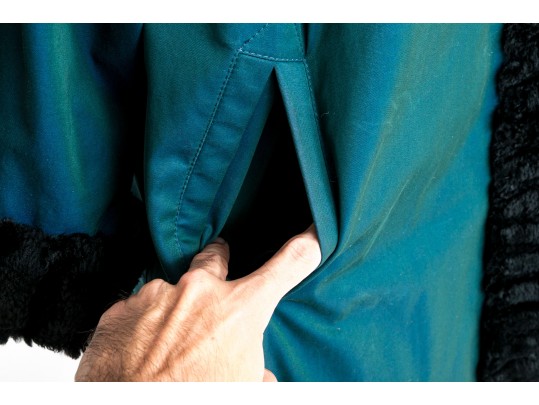 Yves St. Laurent, Fourrures, Blue Green Fur Lined Swing Coat
