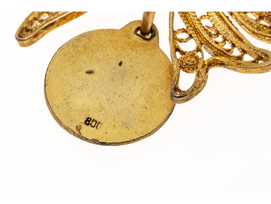 Charming 800 Silver Filigree Bow Brooch