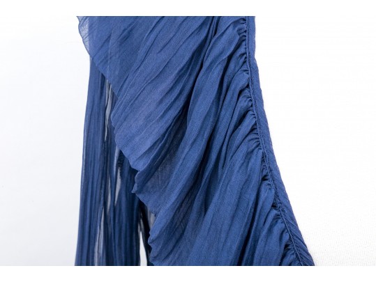 Roberto Cavalli Class Blue Sheer Ruffled Blouse