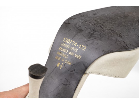 Colin Stuart Pair Of Two Sueded Mules, Light Blue And Light Tan, Size 8 1/2