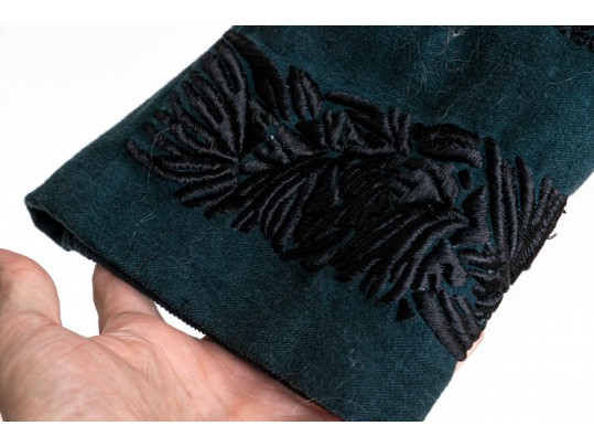 Dries Van Noten Blue Belted Linen Cotton Embroidered Jacket, Size Medium