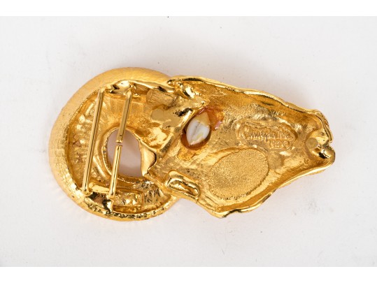 Christopher Ross Impactful Vintage Rams Head Belt Buckle, 1986