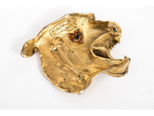 Christopher Ross Fierce Vintage Barking Dog Belt Buckle, 1986