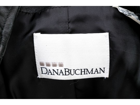 Dana Buchman Black Leather Zip Vest, Size 10