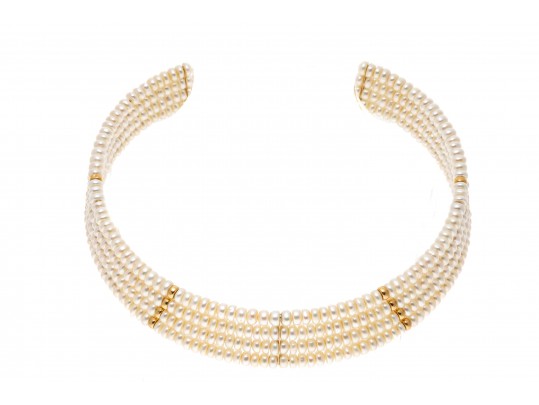 Pearl And 14K Four Stranded Collar Necklace