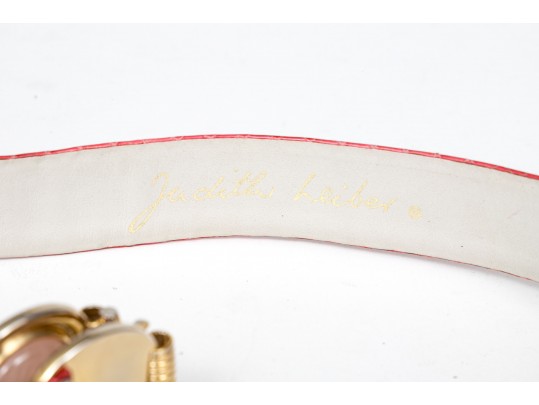 Judith Leiber Striking Vintage Two Tone Faux Pearl Belt Buckle, With Belt