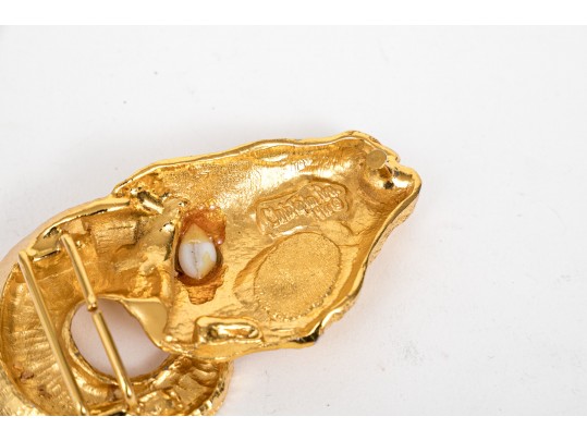 Christopher Ross Impactful Vintage Rams Head Belt Buckle, 1986