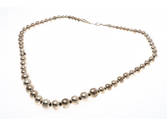 Effortless Sterling Graduated Strung Beaded Necklace
