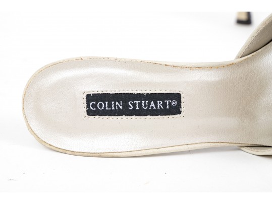 Colin Stuart Pair Of Two Sueded Mules, Light Blue And Light Tan, Size 8 1/2