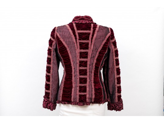 Oscar De La Renta Burgundy And Pink Silk Top, Size 14