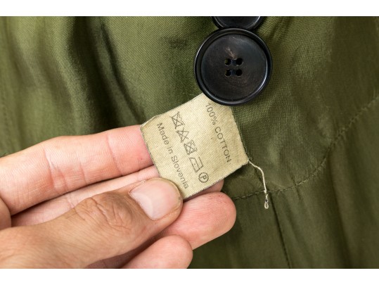 Dries Van Noten Green Cotton Belted Long Jacket, Size Large