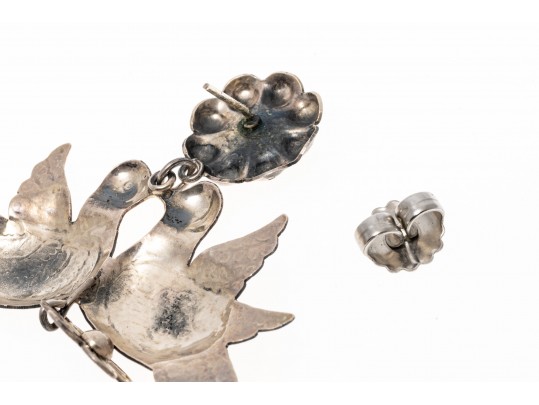 Outstanding Sterling Chandelier Love Bird Earrings