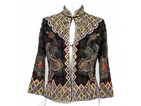 Etro Stunning Beaded Mandarin Color Jacket, Size 40