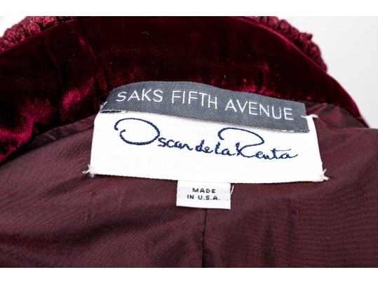 Oscar De La Renta Burgundy And Pink Silk Top, Size 14