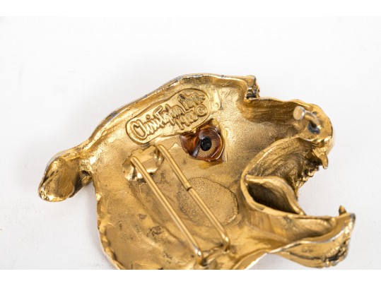 Christopher Ross Fierce Vintage Barking Dog Belt Buckle, 1986
